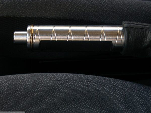Handbrake handle in finish chrome matt with leather cover black for Smart Fortwo 450