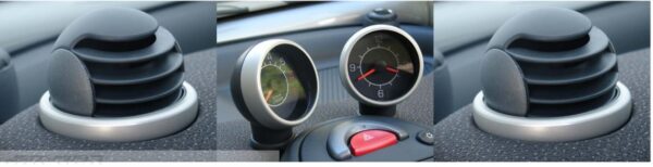 Complete Set Rings for the air vents and rings for clock & rev. counter in finish aluminium for Smart Fortwo 450