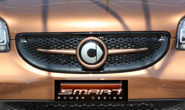 Front grille SLS in color hazel brown metallic with original Smart emblem for Smart Fortwo 453